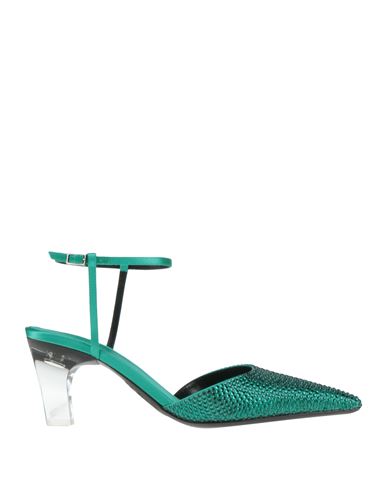 GIORGIO ARMANI GIORGIO ARMANI WOMAN PUMPS EMERALD GREEN SIZE 8 TEXTILE FIBERS 