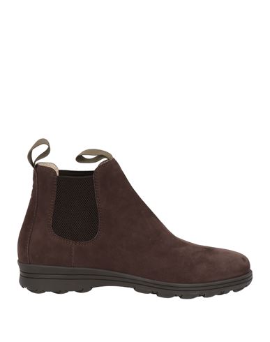 Giorgio Armani Woman Ankle Boots Dark Brown Size 8 Leather, Textile Fibers In Brown