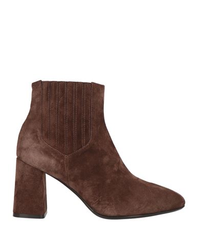 Anna F . Woman Ankle Boots Dark Brown Size 10 Leather In Brown