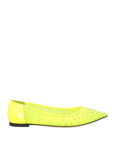 Giuseppe Zanotti Woman Ballet Flats Yellow Size 6 Leather, Textile Fibers In Yellow