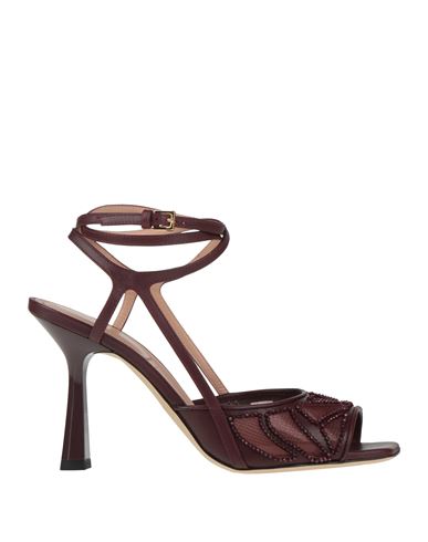 Alberta Ferretti Woman Sandals Burgundy Size 6 Leather, Textile Fibers In Red