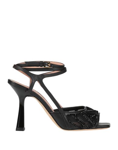Alberta Ferretti Woman Sandals Black Size 8 Leather, Textile Fibers In Black
