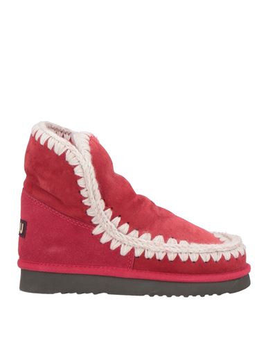 MOU MOU WOMAN ANKLE BOOTS RED SIZE 7 SHEARLING 