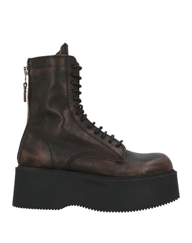 Aniye By Annacarla & Simona Woman Ankle Boots Brown Size 11 Cow Leather In Brown