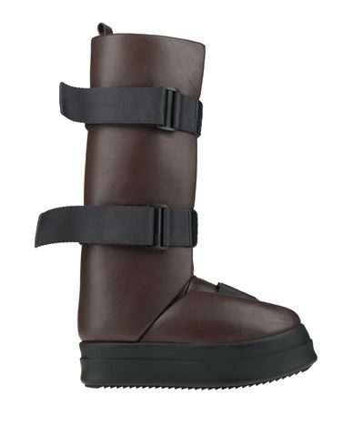 Rick Owens Man Boot Chocolate Brown Size 7 Leather, Textile Fibers In Brown