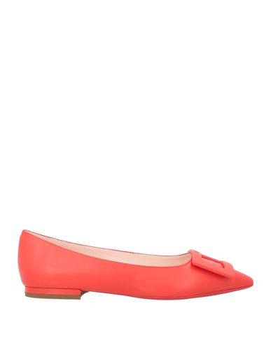 Roger Vivier 5mm Gommettine Leather Ballerina Flats In Red