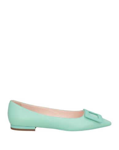 Roger Vivier Woman Ballet Flats Light Green Size 8 Leather In Green