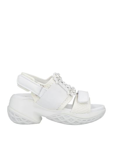 Roger Vivier Woman Sandals White Size 9 Leather, Textile Fibers In White