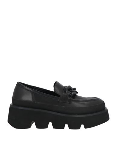 Emanuélle Vee Woman Loafers Black Size 10 Leather In Black