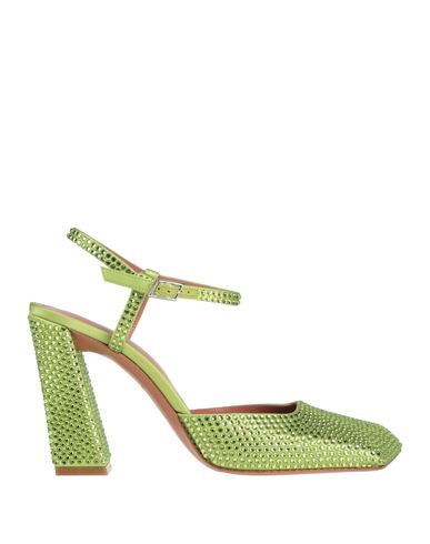 Amina Muaddi Woman Pumps Lime Green Size 8 Textile Fibers In Green