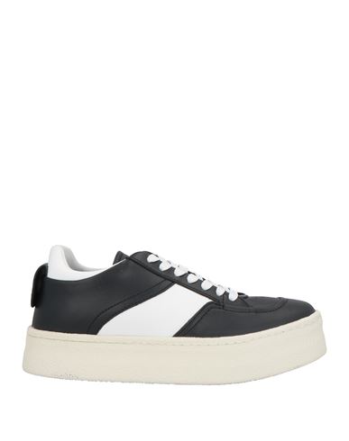 Emporio Armani Woman Sneakers Midnight Blue Size 4.5 Leather In Black