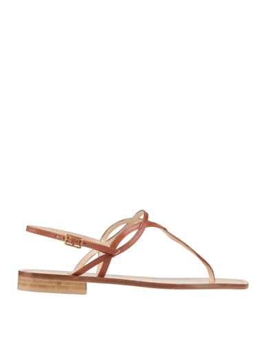 Paolo Ferrara Woman Thong Sandal Tan Size 7 Leather