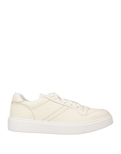 Doucal's Man Sneakers Cream Size 12 Leather In White