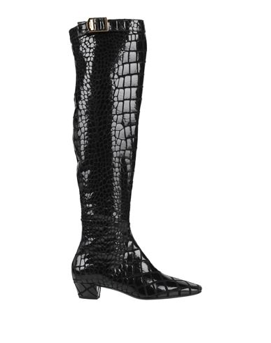 Tom Ford Croco Buckle Over-the-knee Boots In Black