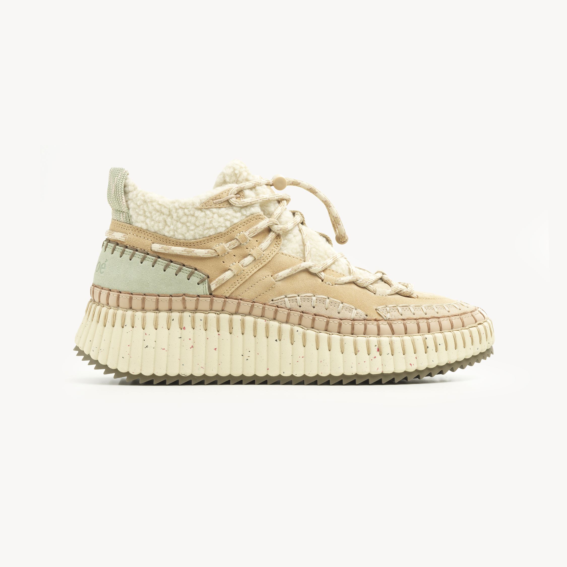 Shop Chloé Nama Lace-up Sneaker White Size 11 88% Polyester, 12% Polyurethane