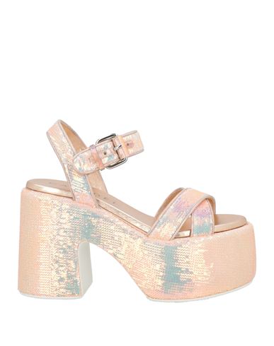 Casadei Woman Sandals Rose Gold Size 8 Textile Fibers In Rose Gold