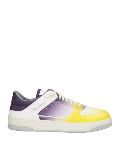 Santoni Man Sneakers Yellow Size 9 Leather In Multi