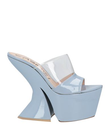 Casadei Woman Sandals Light Blue Size 8.5 Leather, Pvc - Polyvinyl Chloride In Blue