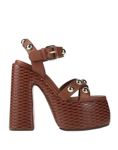 Casadei Woman Sandals Brown Size 8 Leather In Brown