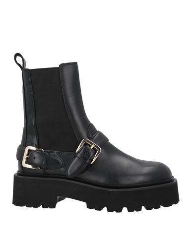 Sandro Woman Ankle Boots Black Size 5 Leather, Elastic Fibres In Black