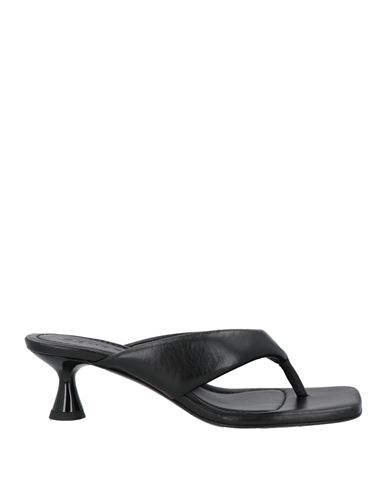 Sandro Woman Thong Sandal Black Size 6.5 Leather In Black