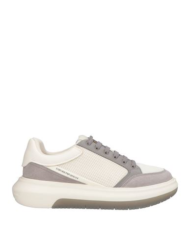 Emporio Armani Man Sneakers Grey Size 8.5 Polyester, Polyurethane Coated, Cow Leather In Grey