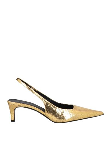 Sandro Woman Pumps Gold Size 6.5 Leather In Gold