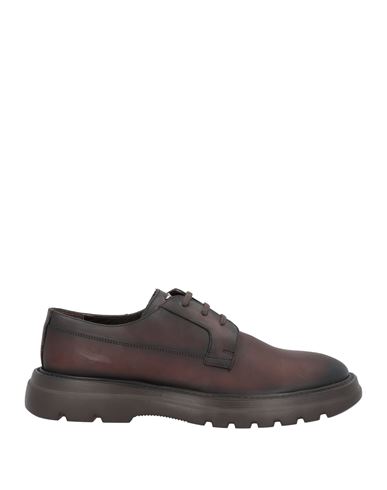 Alberto Guardiani Man Lace-up Shoes Dark Brown Size 9 Leather In Brown