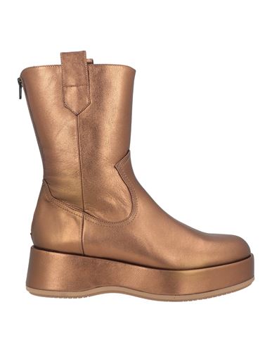 Shop Paloma Barceló Woman Ankle Boots Bronze Size 8 Leather In Yellow