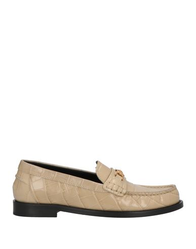 Versace Woman Loafers Beige Size 8 Leather In Sand