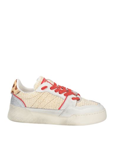 Mono Way Woman Sneakers Cream Size 7 Leather, Straw In White