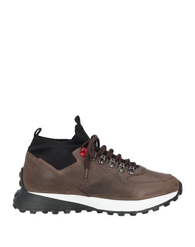 Peuterey Man Sneakers Dark Brown Size 12 Leather, Textile Fibers