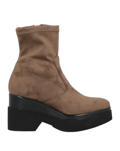 Lorenzo Mari Woman Ankle Boots Khaki Size 10 Textile Fibers