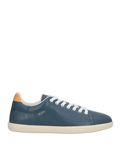 Tod's Man Sneakers Slate Blue Size 8.5 Leather In Blue