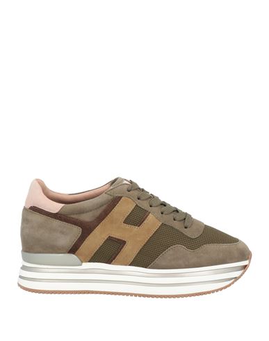 Hogan Woman Sneakers Military Green Size 6 Calfskin In Green