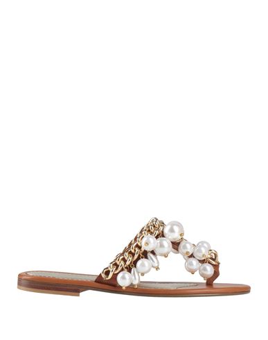 Elina Linardaki Woman Thong Sandal Tan Size 8 Leather