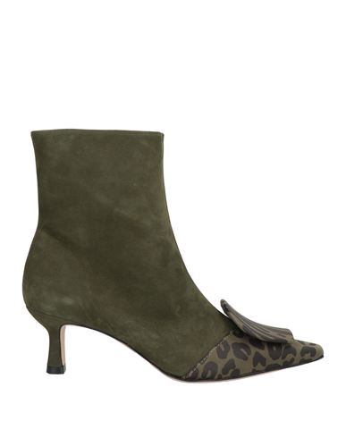 Vicenza ) Woman Ankle Boots Military Green Size 8 Leather In Green