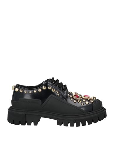 Dolce & Gabbana Woman Lace-up Shoes Black Size 5.5 Calfskin In Black