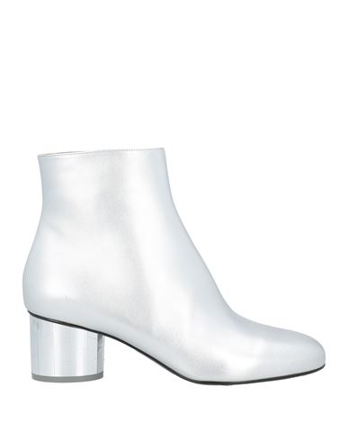 Ferragamo Woman Ankle Boots Silver Size 10 Leather In Silver