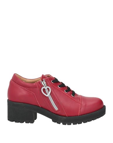 Love Moschino Woman Lace-up Shoes Brick Size 7 Leather In Red