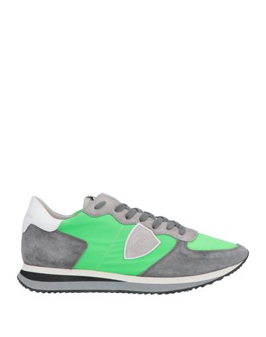 Philippe Model Man Sneakers Lime Green Size 9 Leather, Textile Fibers In Green