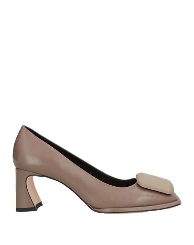 Vicenza ) Woman Pumps Taupe Size 8 Calfskin In Animal Print