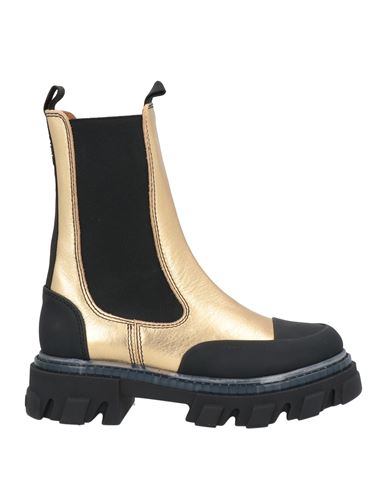 Ganni Metallic Effect Round Toe Chunky Chelsea Boots In Gold