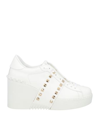 Valentino Open Disco 85mm Wedge Sneakers In White