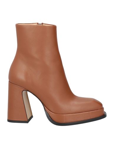 Souliers Martinez Woman Ankle Boots Brown Size 7 Leather In Brown