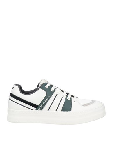 Emporio Armani Man Sneakers White Size 7 Cow Leather, Polyurethane Coated, Polyester In White