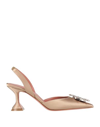 Amina Muaddi Woman Pumps Khaki Size 6 Textile Fibers