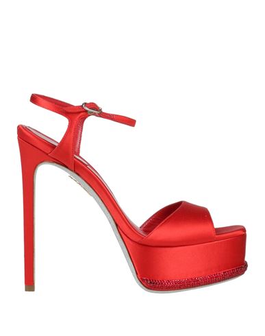 René Caovilla Rene' Caovilla Woman Sandals Red Size 11 Textile Fibers In Red