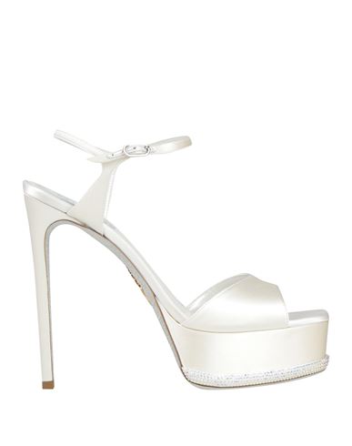 René Caovilla Rene' Caovilla Woman Sandals Ivory Size 11.5 Textile Fibers In White