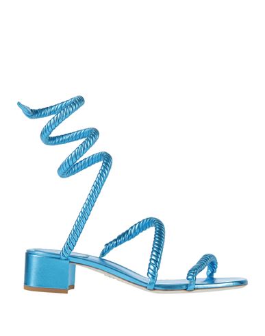 René Caovilla Rene' Caovilla Woman Sandals Blue Size 8 Lambskin In Blue